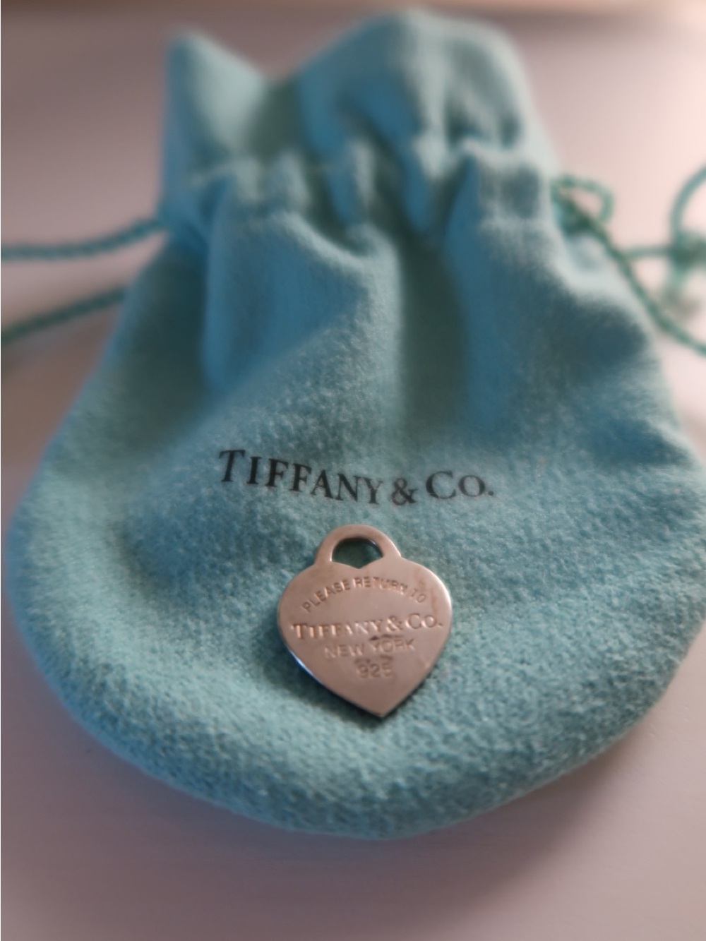 Tiffany & Co. Sterling Silver Heart Tag with Signature Blue Pouch